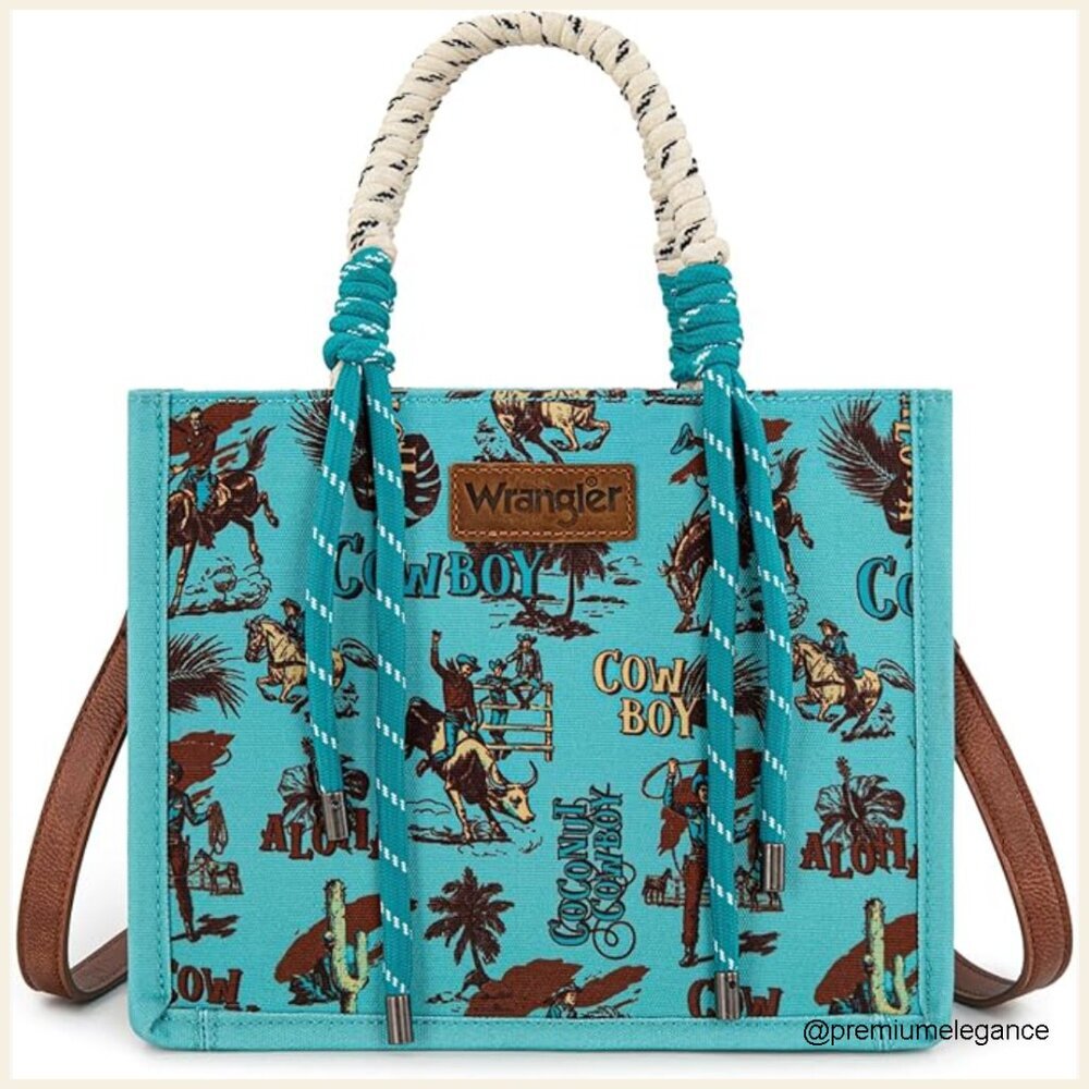 Medium Canvas Tote Bag with Braided Rope Handles, Zipper Closure
